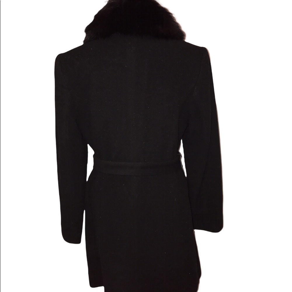 Wool Fur Collar Black Coat Small - Picture 3 of 3